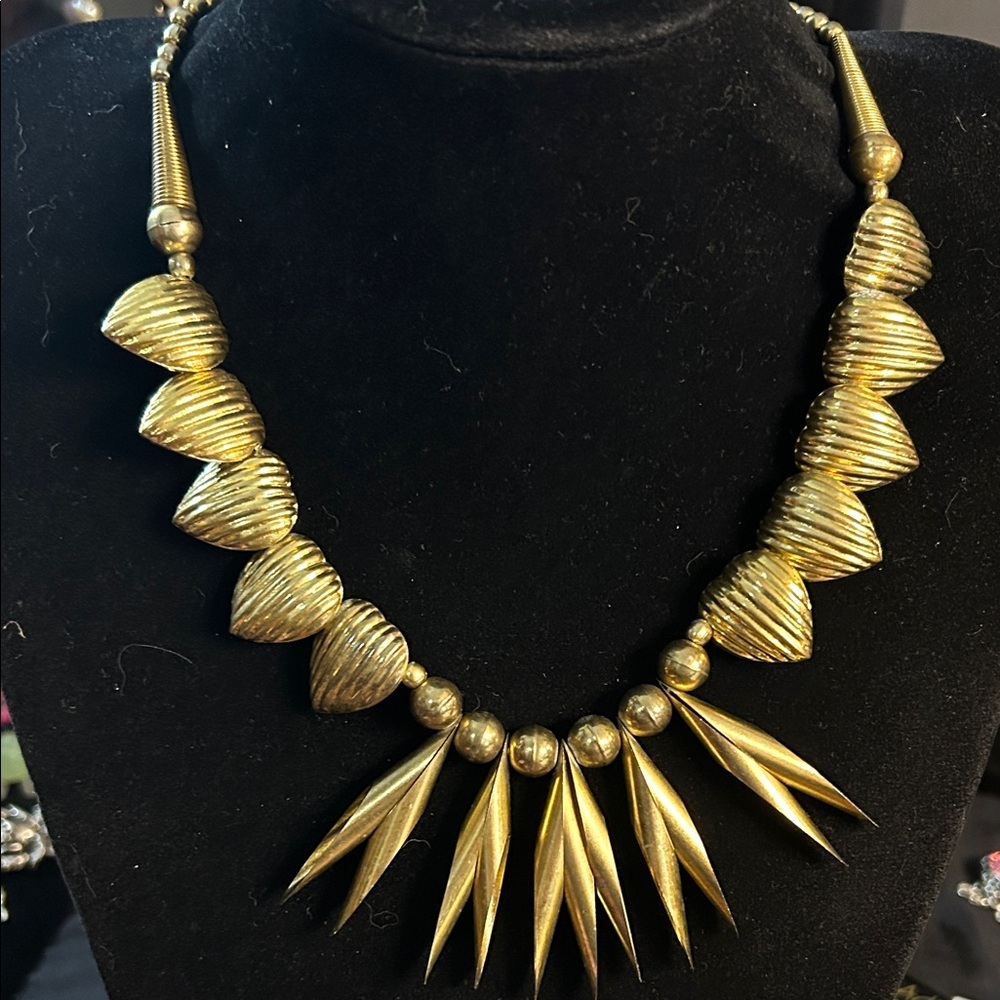 Vintage Elegant Gold Tone with Hearts on shepherd hook Necklace!